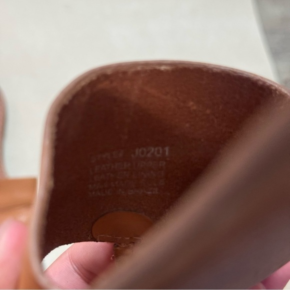 Madewell The Boardwalk Post Slide Sandal in Leather Desert Camel - Picture 4 of 7